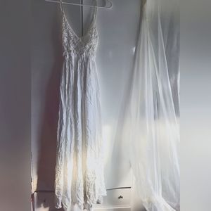 Crochet Backless Maxi Dress White